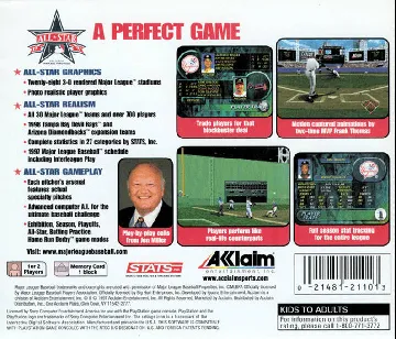 All-Star Baseball 97 featuring Frank Thomas (US) box cover back